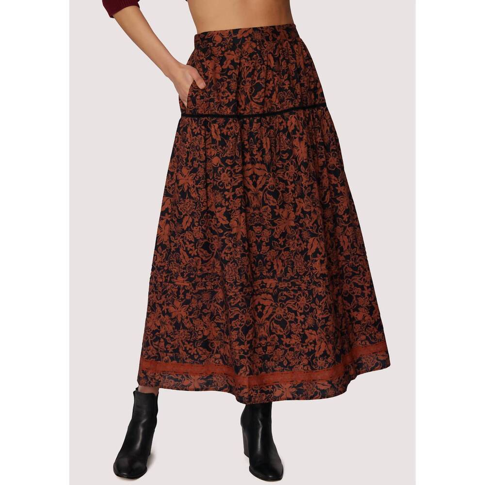 NEW LOST + WANDER lady siena maxi skirt in brown floral